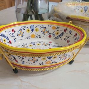 BRAND NEW Colorful Floral Ceramic Serving Dish